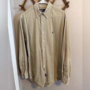 Vintage polo Ralph Lauren tan oxford and blue long rugged old money L